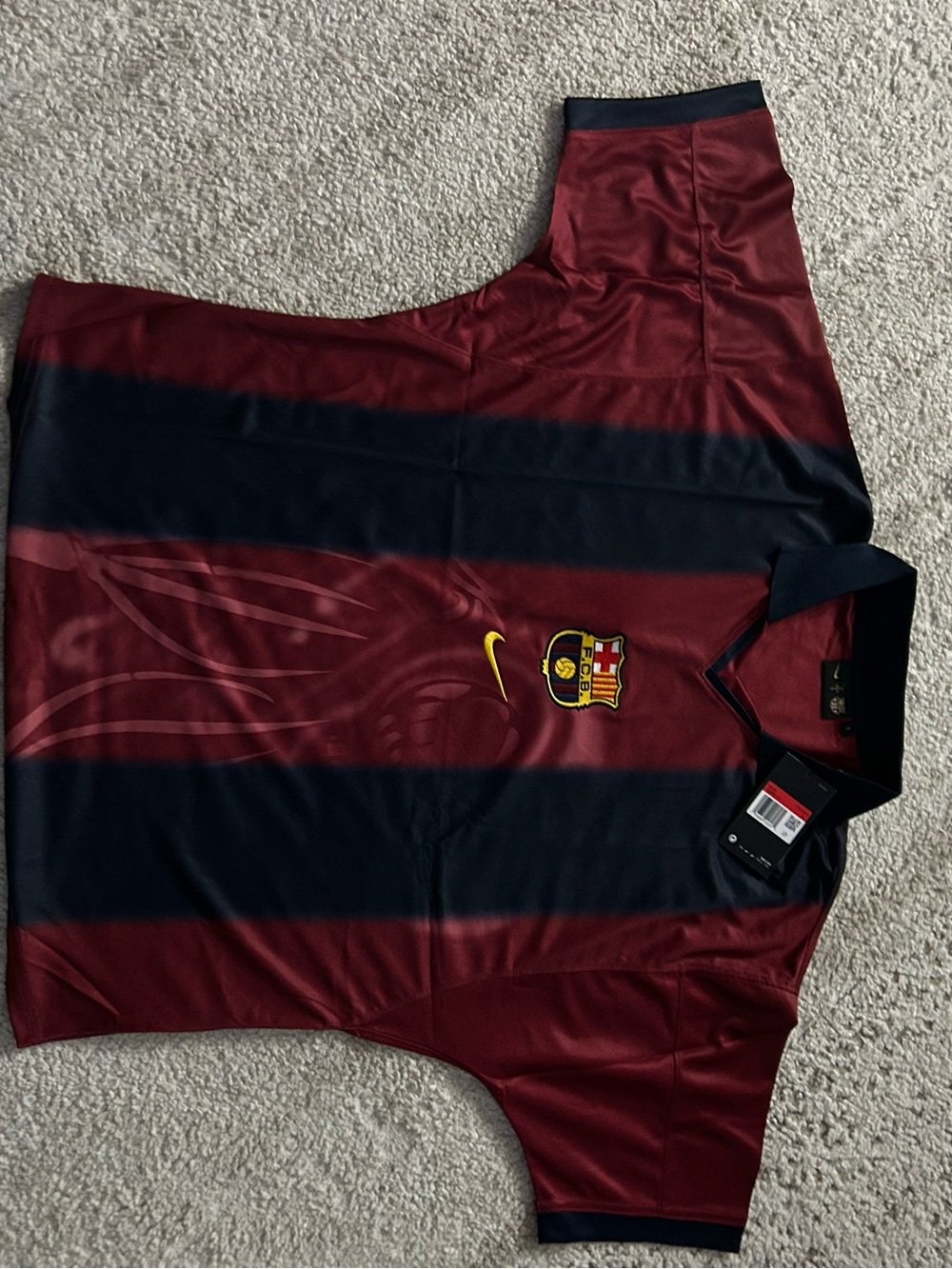 Nike FC Barcelona Maroon and Navy Men's Soccer Jersey Cactus Jack Retro Jersey